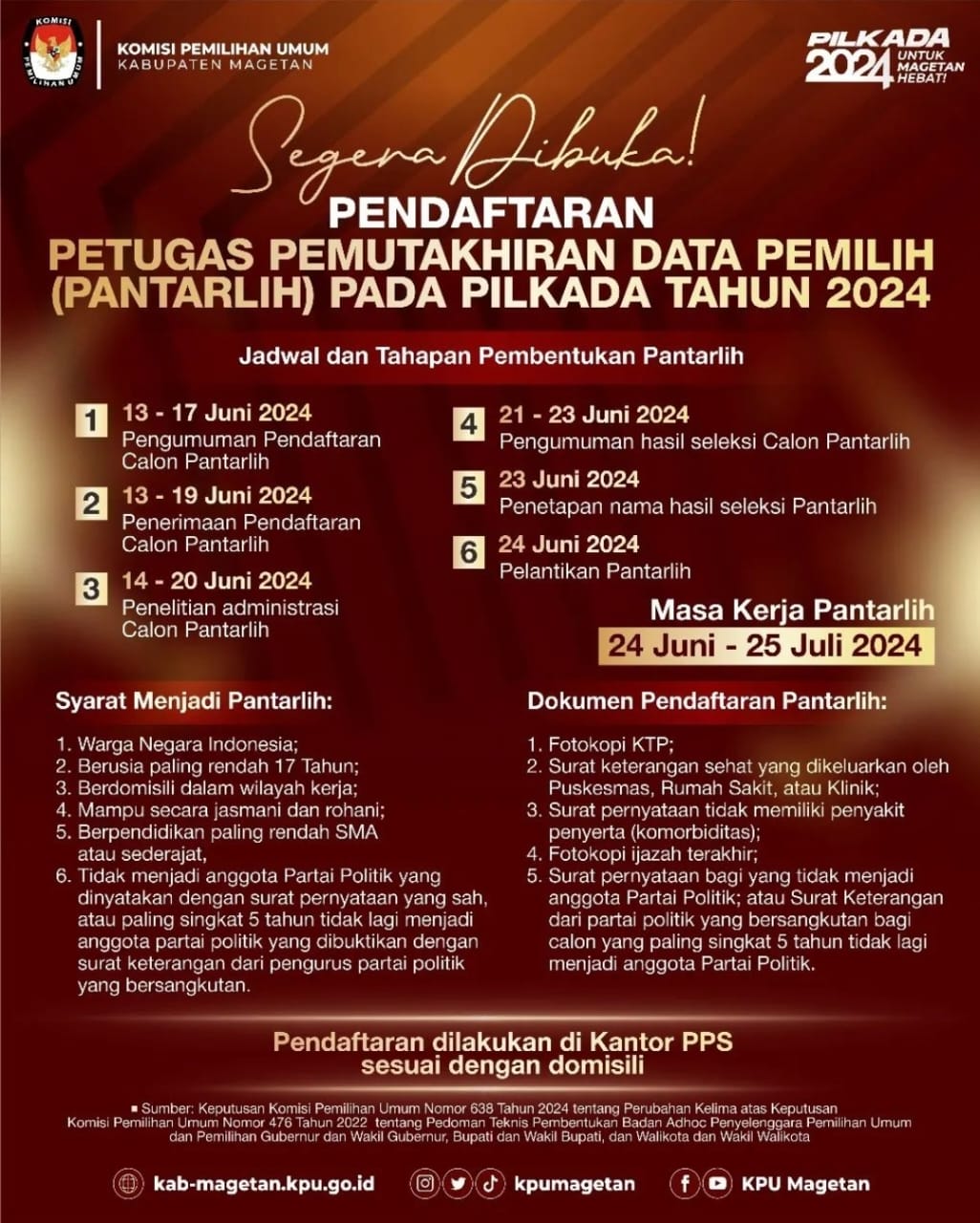TELAH DIBUKA PENDAFTARAN PANTARLIH